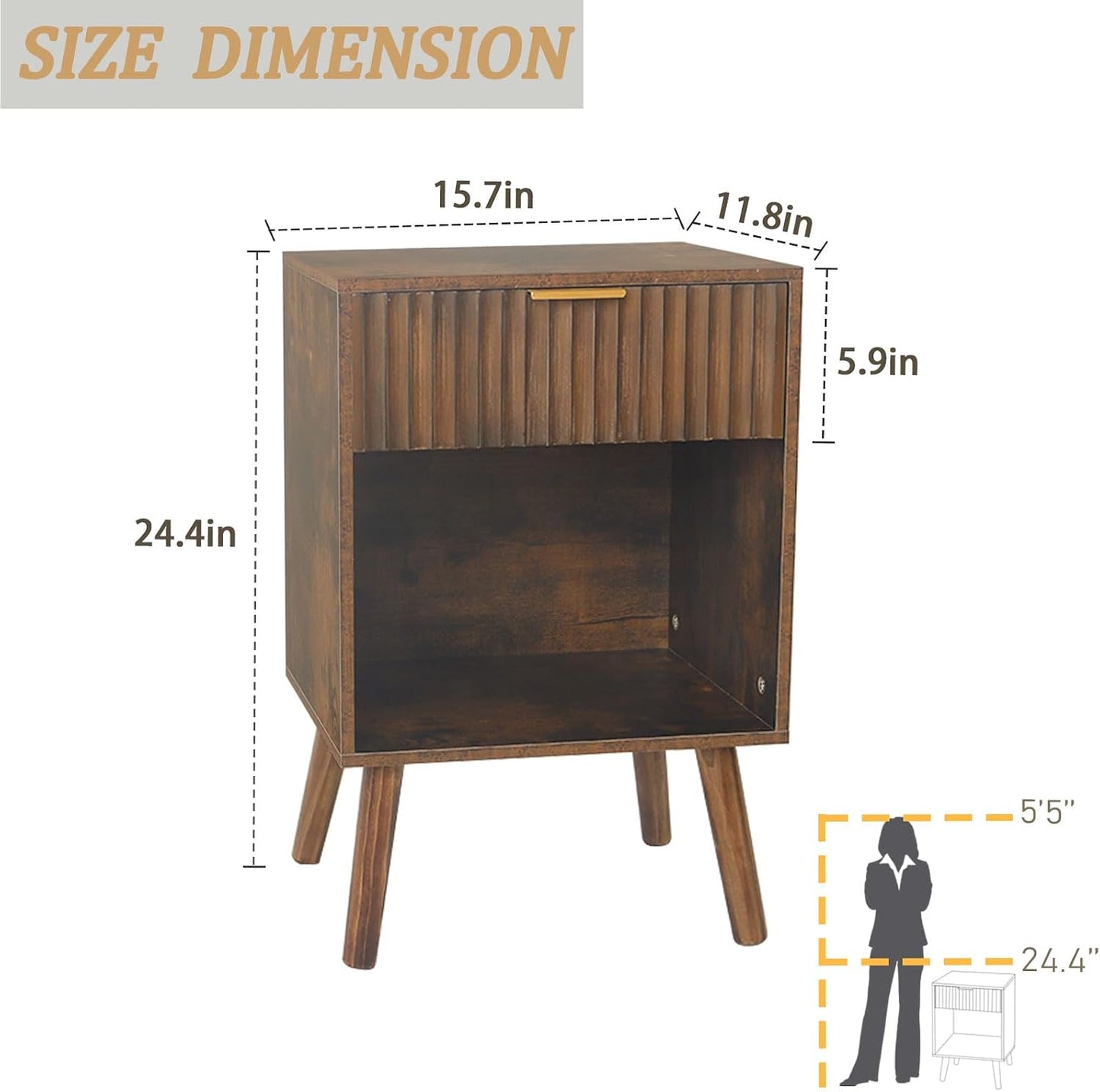 🏡 Scandinavian Inspired Nightstand | Minimalist Wooden Bedside Storage Table with Drawer