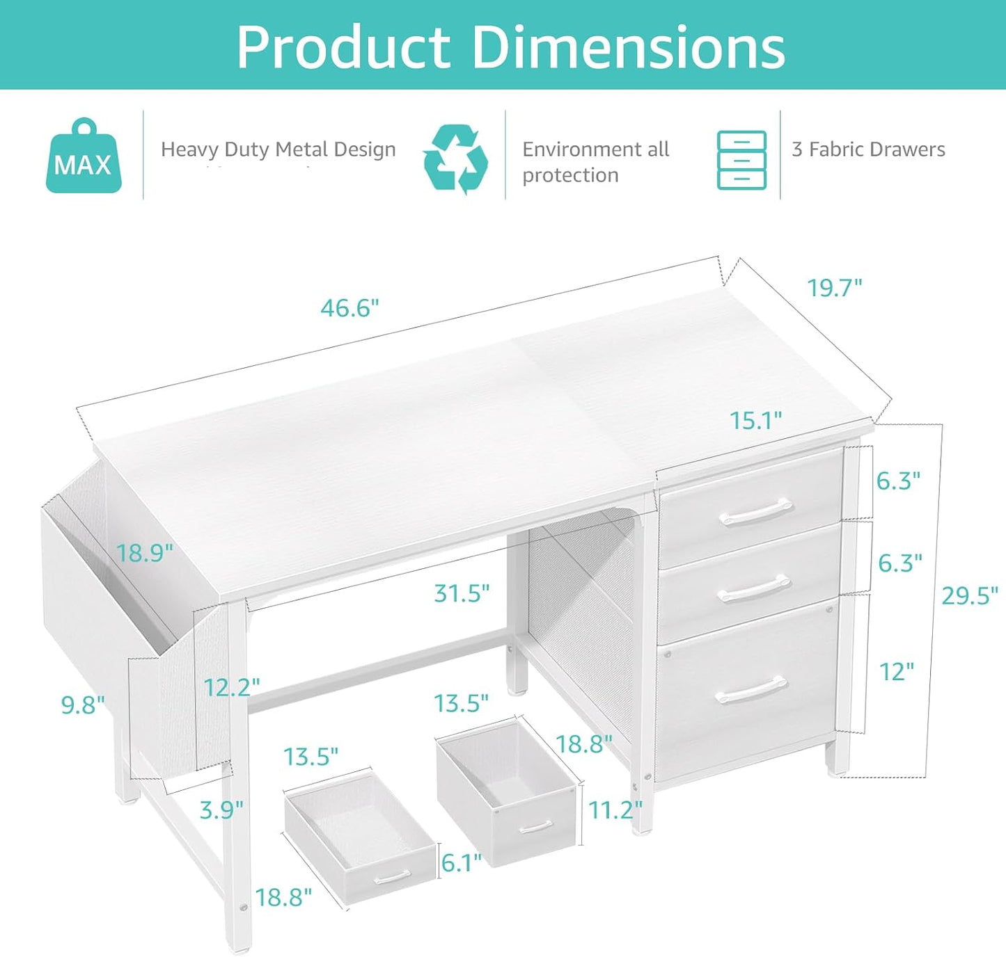 ✨ Modern Home Office Desk | Reversible Computer Desk with File Cabinet & Storage Drawers for Small Spaces 🖥️