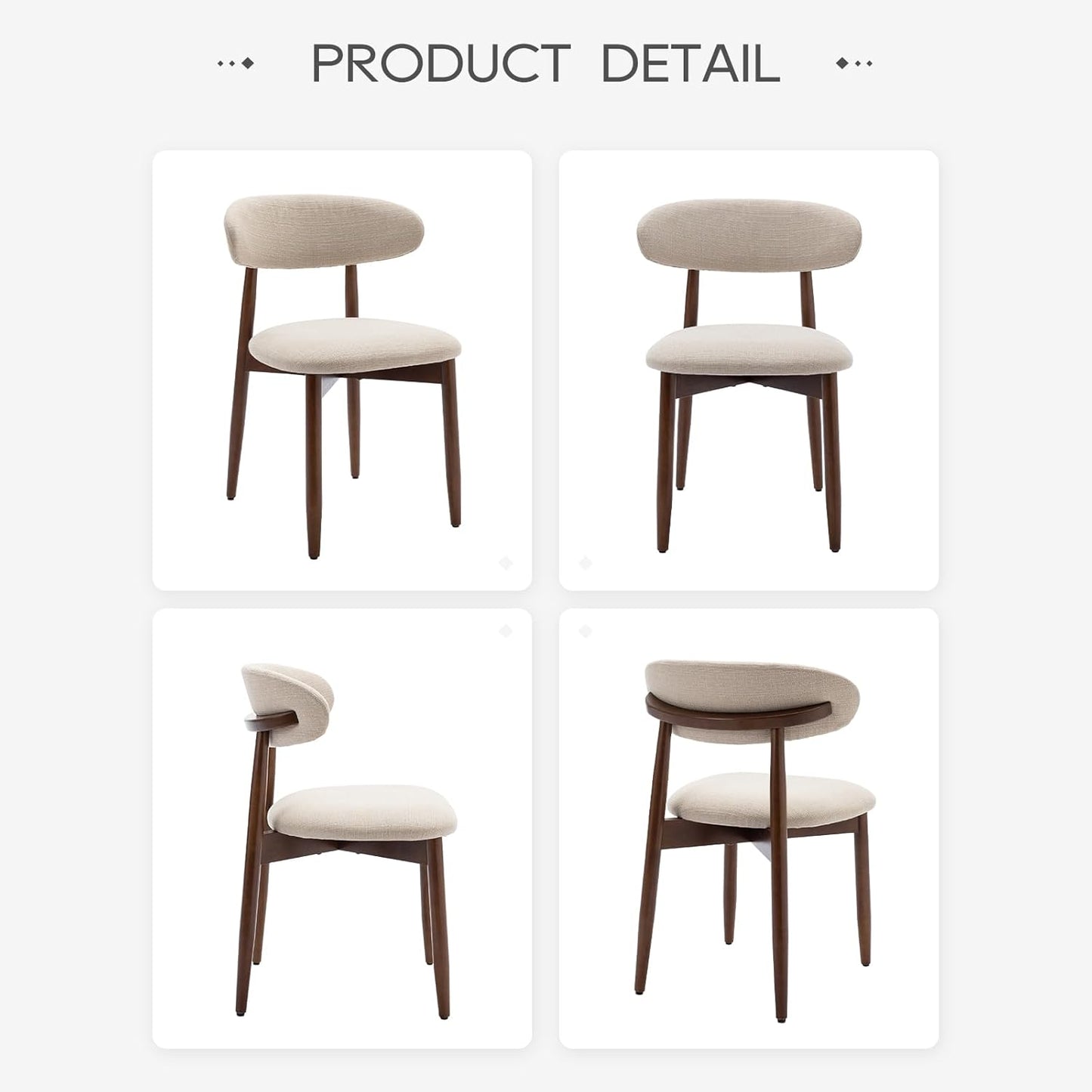 🌿 Modern Farmhouse Dining Chairs | Upholstered Wooden Kitchen Chairs with Soft Fabric Seat & Solid Wood Legs 🪑
