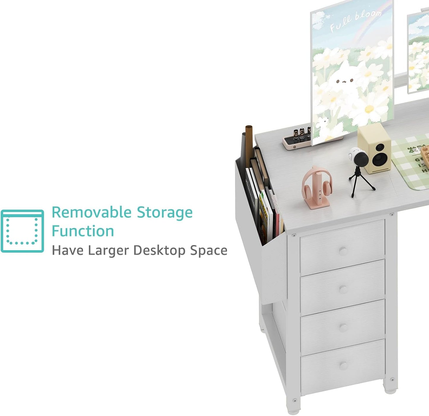 ✨ L-Shaped Computer Desk | Modern Corner Workstation with Drawers & Storage Shelves for Home Office 🎮