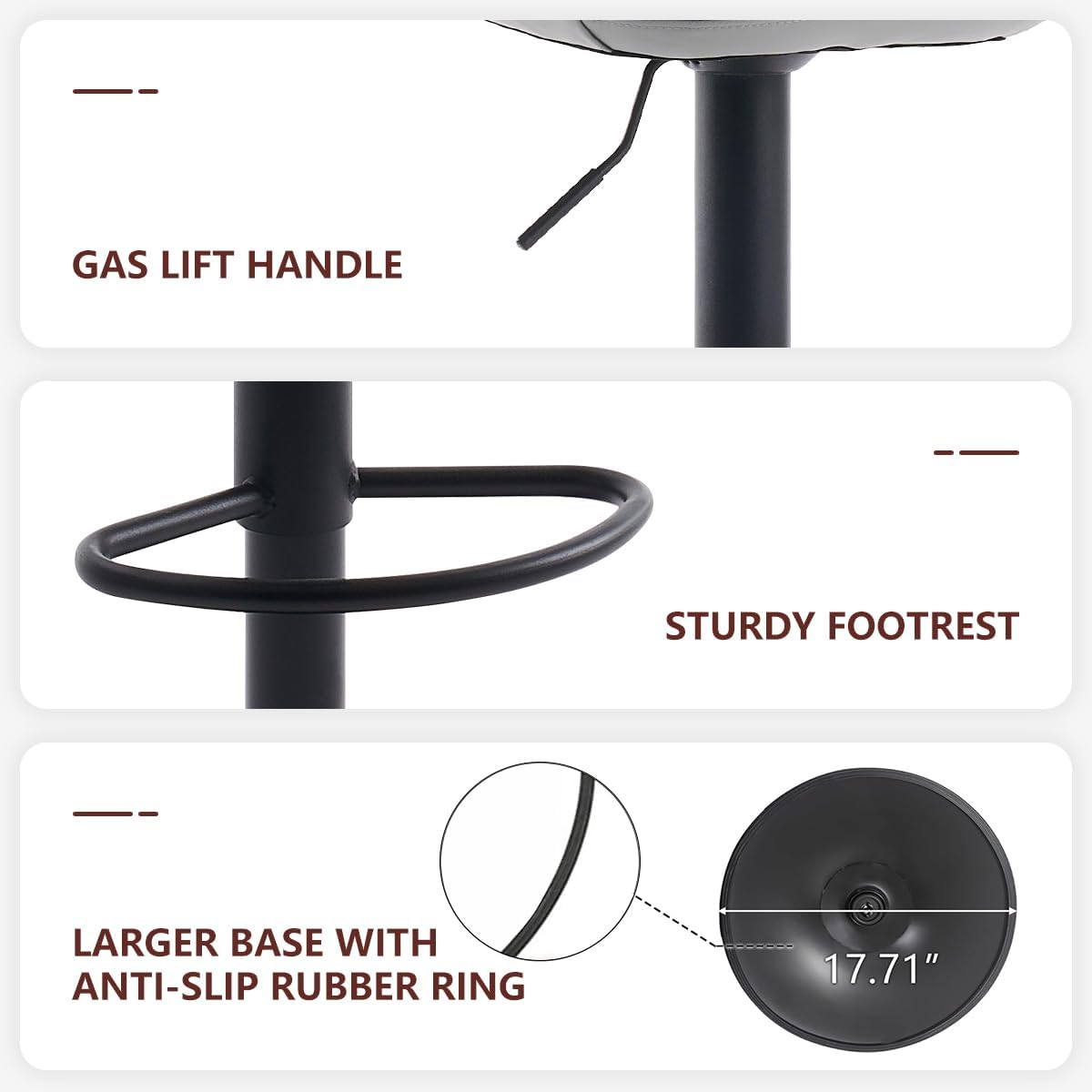 🍸 Modern Counter Height Bar Stools | Adjustable Swivel Kitchen Island Chairs with PU Leather Upholstery ✨