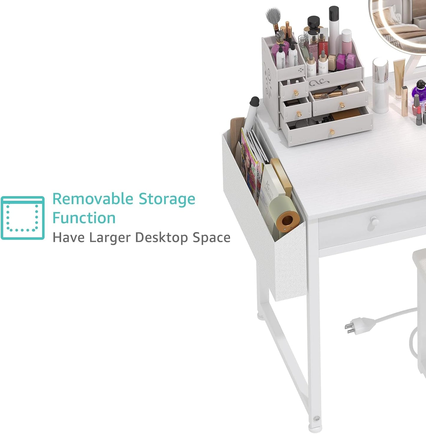 💄 Modern Vanity Desk with LED Mirror | Makeup Dressing Table with Drawers & Charging Station ✨