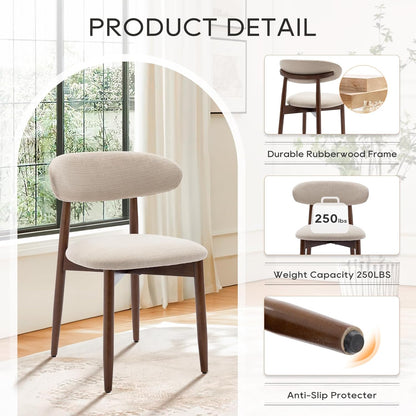 🌿 Modern Farmhouse Dining Chairs | Upholstered Wooden Kitchen Chairs with Soft Fabric Seat & Solid Wood Legs 🪑