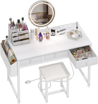 💄 Modern Vanity Desk with LED Mirror | Makeup Dressing Table with Drawers & Charging Station ✨