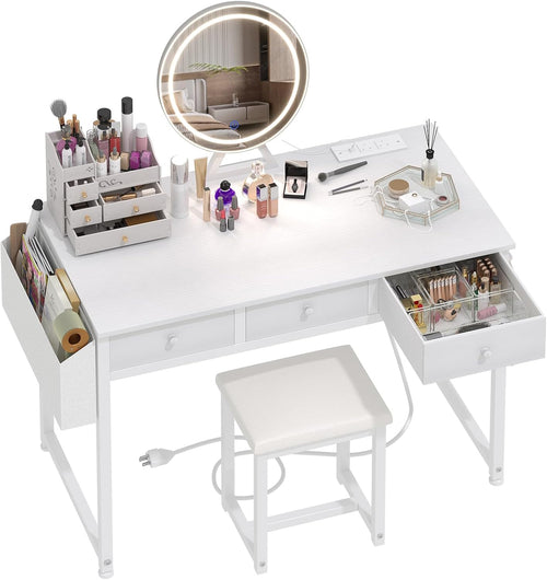 💄 Modern Vanity Desk with LED Mirror | Makeup Dressing Table with Drawers & Charging Station ✨