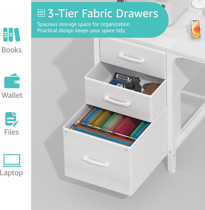 ✨ Modern Home Office Desk | Reversible Computer Desk with File Cabinet & Storage Drawers for Small Spaces 🖥️