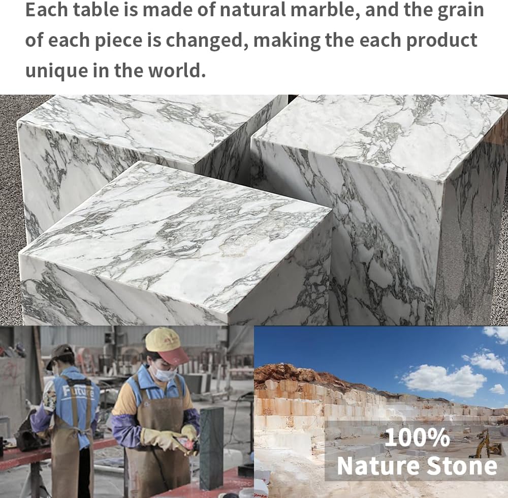 ✨ Luxury Marble Side Table | Modern Square Accent Table for Living Room & Bedroom 🏛️