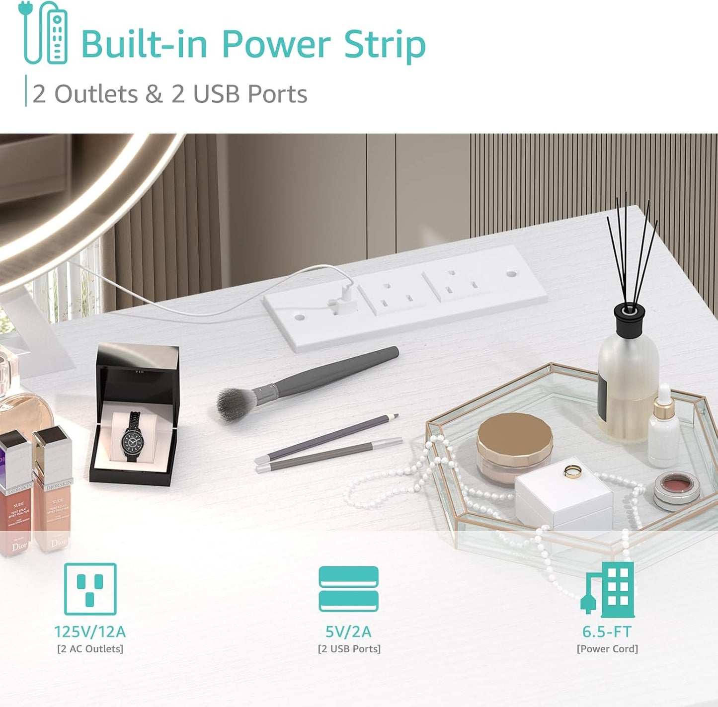 💄 Modern Vanity Desk with LED Mirror | Makeup Dressing Table with Drawers & Charging Station ✨