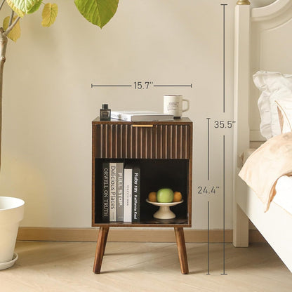 🏡 Scandinavian Inspired Nightstand | Minimalist Wooden Bedside Storage Table with Drawer