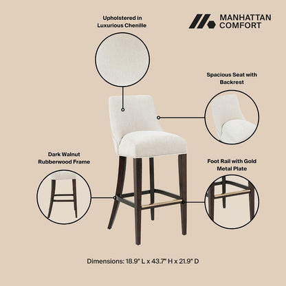 ✨ Modern Chenille Counter Stools | Upholstered Kitchen Island Chairs with Wooden Legs 🌿