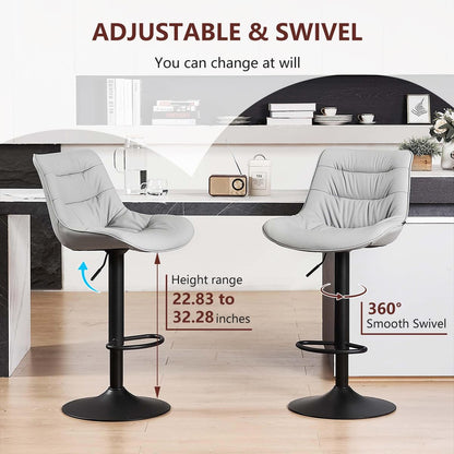 🍸 Modern Counter Height Bar Stools | Adjustable Swivel Kitchen Island Chairs with PU Leather Upholstery ✨