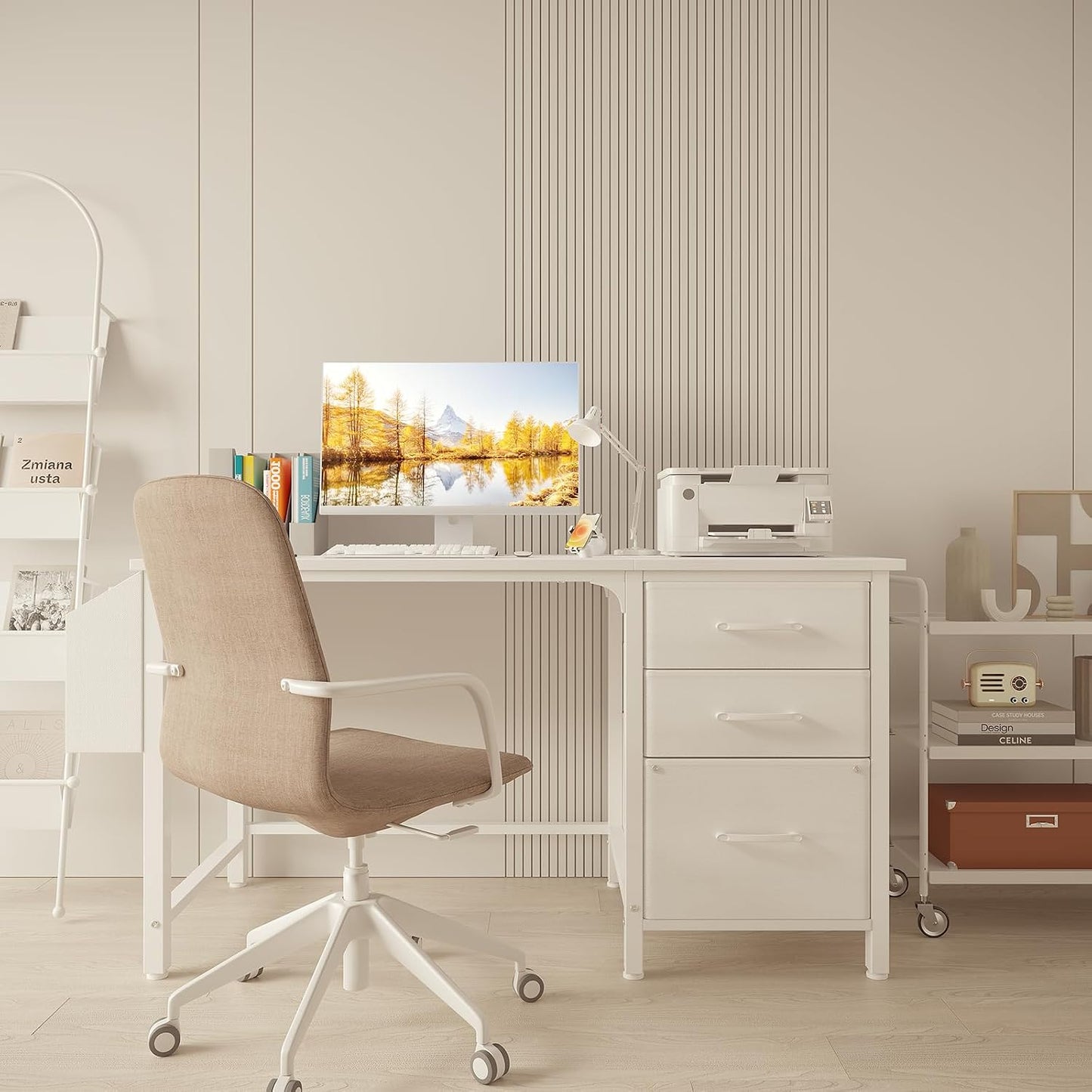 ✨ Modern Home Office Desk | Reversible Computer Desk with File Cabinet & Storage Drawers for Small Spaces 🖥️