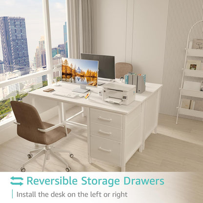✨ Modern Home Office Desk | Reversible Computer Desk with File Cabinet & Storage Drawers for Small Spaces 🖥️