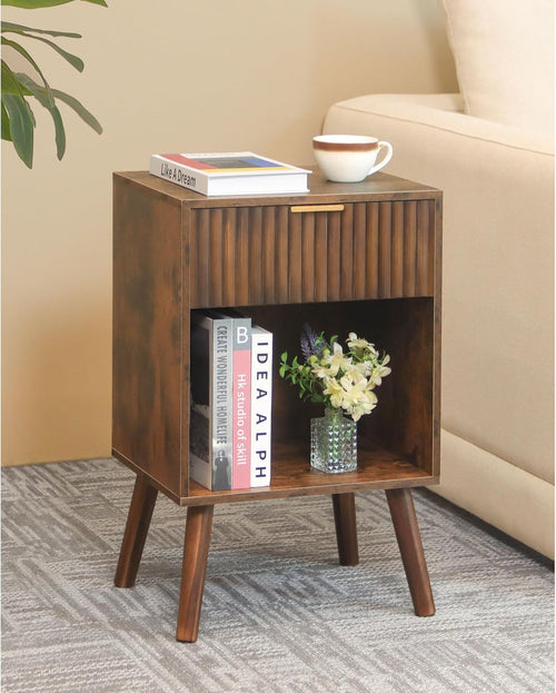 🏡 Scandinavian Inspired Nightstand | Minimalist Wooden Bedside Storage Table with Drawer