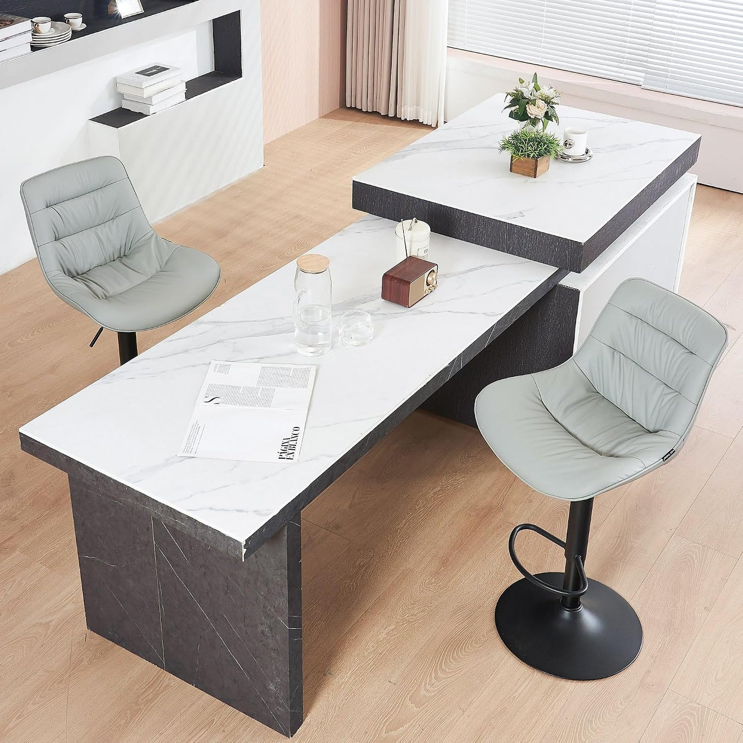 🍸 Modern Counter Height Bar Stools | Adjustable Swivel Kitchen Island Chairs with PU Leather Upholstery ✨