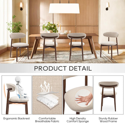 🌿 Modern Farmhouse Dining Chairs | Upholstered Wooden Kitchen Chairs with Soft Fabric Seat & Solid Wood Legs 🪑