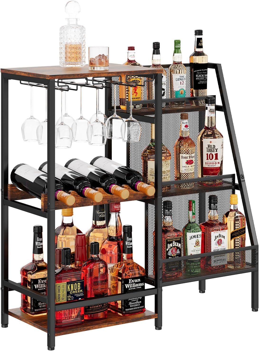 🍷 Vintage Home Bar Cabinet | Whiskey & Wine Display Rack with Glass Holder and Mini Bar Table ✨
