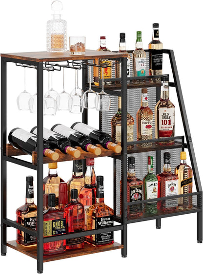 🍷 Vintage Home Bar Cabinet | Whiskey & Wine Display Rack with Glass Holder and Mini Bar Table ✨