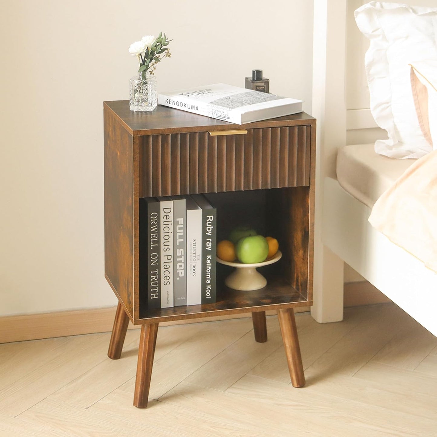 🏡 Scandinavian Inspired Nightstand | Minimalist Wooden Bedside Storage Table with Drawer