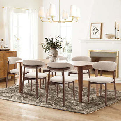 🌿 Modern Farmhouse Dining Chairs | Upholstered Wooden Kitchen Chairs with Soft Fabric Seat & Solid Wood Legs 🪑