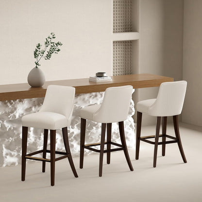 ✨ Modern Chenille Counter Stools | Upholstered Kitchen Island Chairs with Wooden Legs 🌿