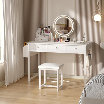 💄 Modern Vanity Desk with LED Mirror | Makeup Dressing Table with Drawers & Charging Station ✨