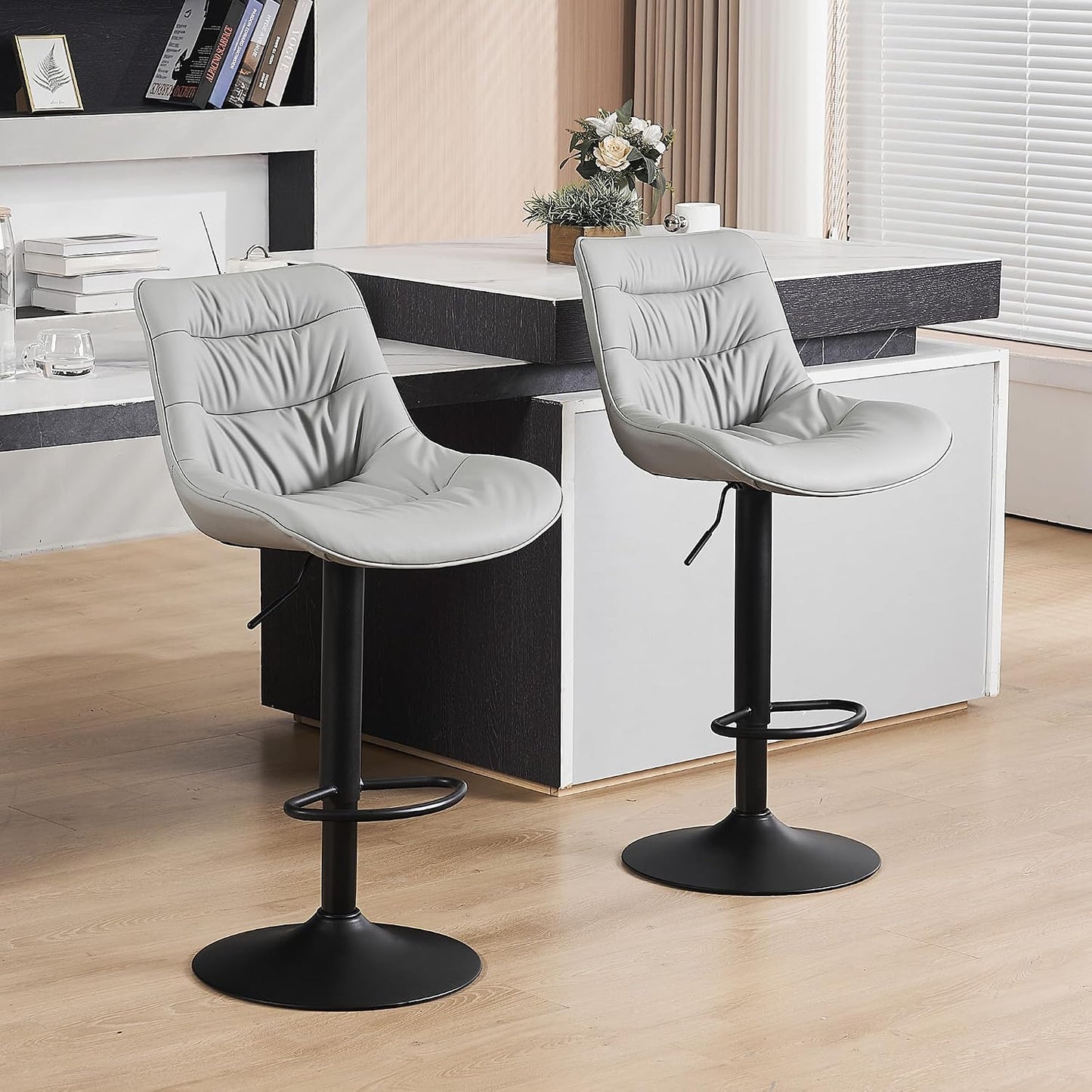 🍸 Modern Counter Height Bar Stools | Adjustable Swivel Kitchen Island Chairs with PU Leather Upholstery ✨