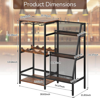 🍷 Vintage Home Bar Cabinet | Whiskey & Wine Display Rack with Glass Holder and Mini Bar Table ✨
